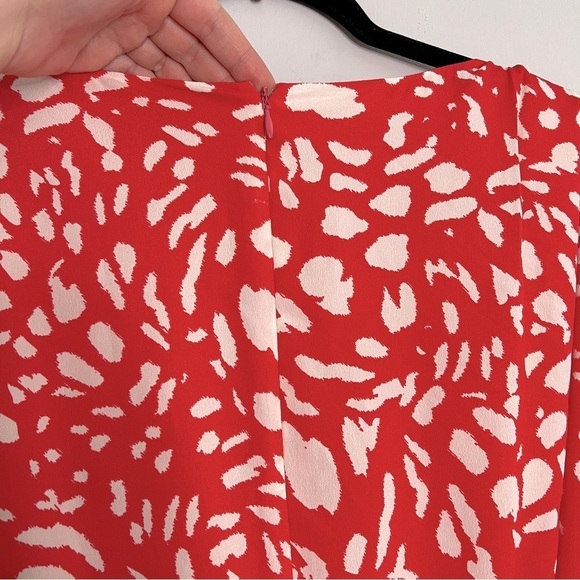 Eliza J Red and White V-Neck Wrap Dress - Picture 4 of 6